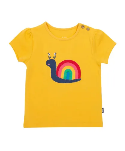 Kite Clothing Girls Rainbow Snail T-Shirt - Yellow Cotton