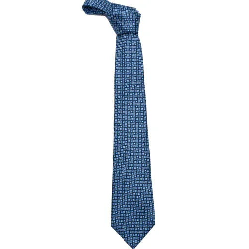 Kiton , Blue Geometric Tie, Made in Italy ,Blue male, Sizes: ONE