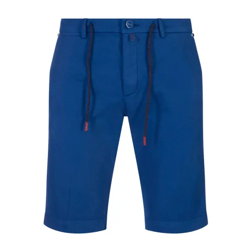 Kiton , Blue Silk Cotton Bermuda Shorts ,Blue male, Sizes: