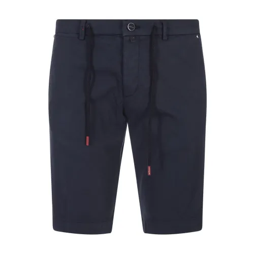 Kiton , Blue Silk Cotton Bermuda Shorts ,Blue male, Sizes: