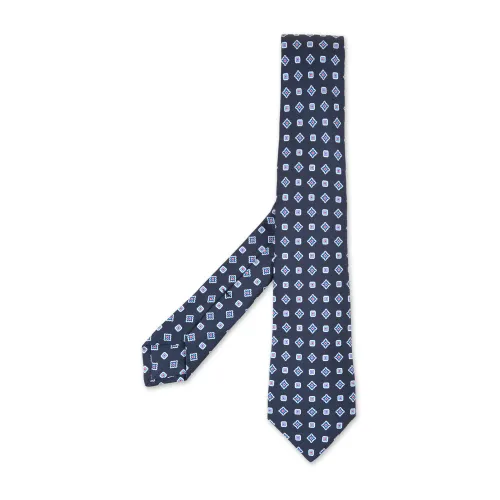Kiton , Blue Silk Geometric Pattern Tie ,Multicolor male, Sizes: ONE