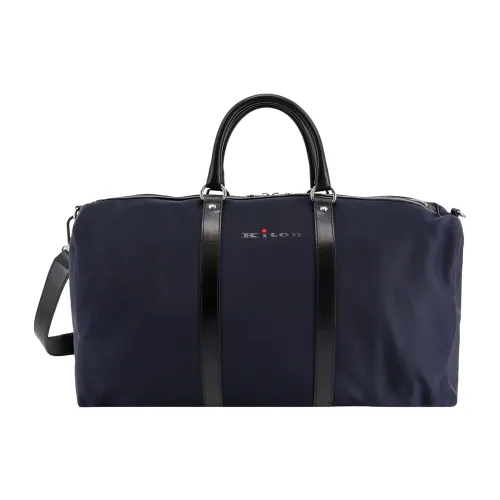 Kiton , Blue Travel Bags with Leather Strap ,Blue male, Sizes: ONE SIZE