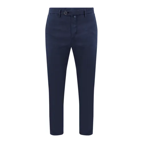 Kiton , Blue Trousers with Logoed Buttons ,Blue male, Sizes: