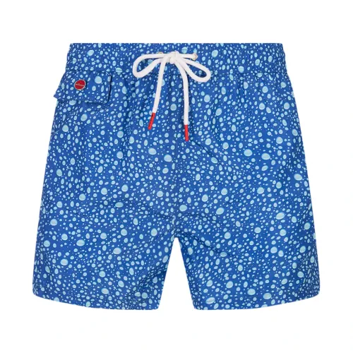 Kiton , Blue Water Drops Swim Shorts ,Blue male, Sizes: