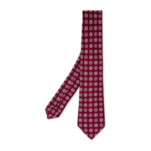 Kiton , Burgundy Silk Geometric Tie ,Multicolor male, Sizes: ONE