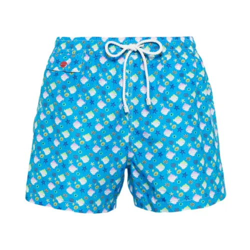 Kiton , Clear Blue Graphic Print Swimwear ,Blue male, Sizes: