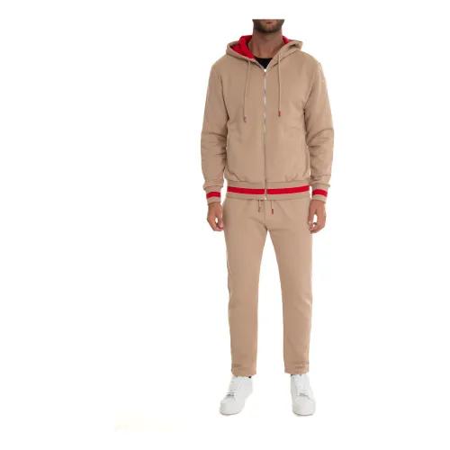 Kiton , Contrast Piping Sports Tracksuit ,Beige male, Sizes: