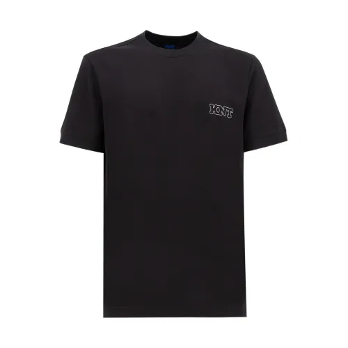 Kiton , Cotton Crew Neck T-shirt ,Black male, Sizes: