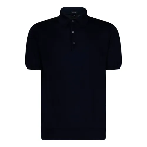 Kiton , Dark Blue Cotton Polo Shirt ,Blue male, Sizes: