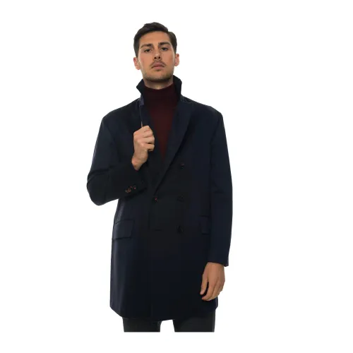 Kiton , Double-Breasted Coat ,Blue male, Sizes: