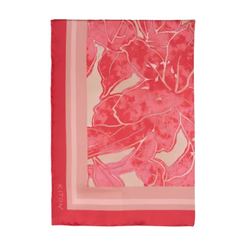 Kiton , Floral Print Silk Scarf ,Pink female, Sizes: ONE
