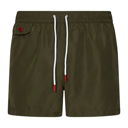 Kiton , Green Military Swim Shorts with Logo Embroidery ,Green male, Sizes: