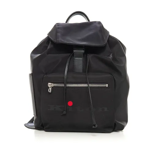 Kiton , Logo Backpack with Hook Fastening ,Black male, Sizes: ONE SIZE