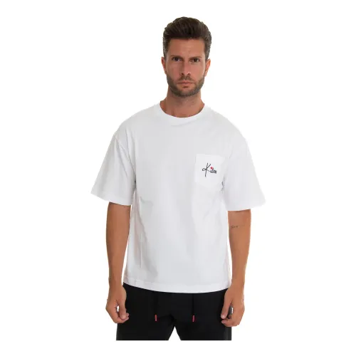 Kiton , Logo Pocket Oversize T-Shirt ,White male, Sizes: