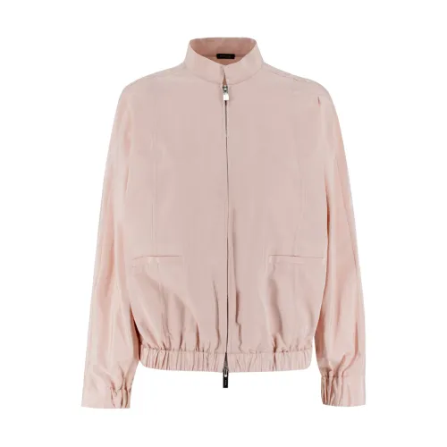 Kiton , Luxury Cotton Silk Bomber Jacket ,Pink female, Sizes: