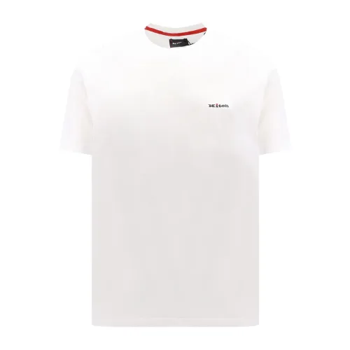 Kiton , Mens Clothing T-Shirts Polos White Ss24 ,White male, Sizes: