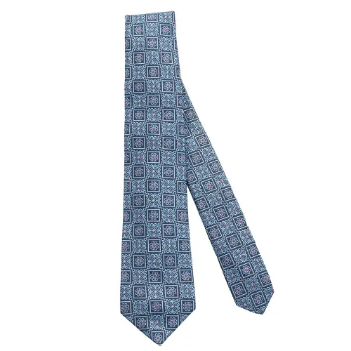 Kiton , Silk Necktie Set - Napoli Origami Style ,Blue male, Sizes: ONE