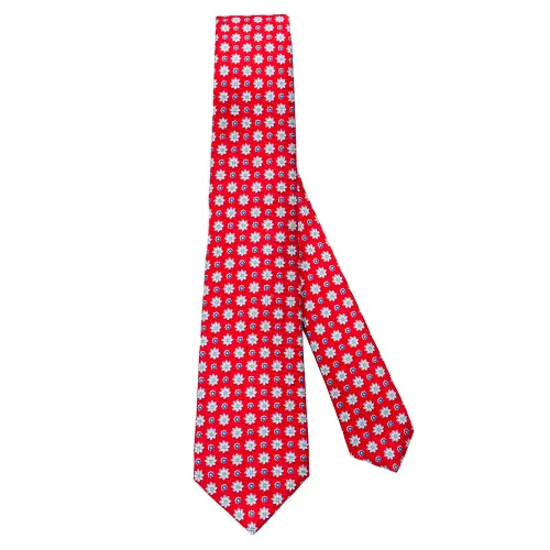 Kiton , Silk Necktie Set - Napoli Origami Style ,Red male, Sizes: ONE