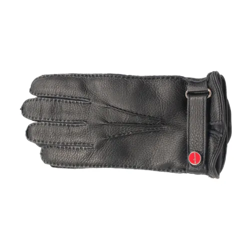 Kiton , Smooth Grain Leather Mens Gloves ,Black male, Sizes: