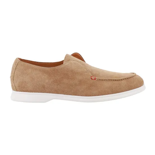 Kiton , Suede Loafer with Contrasting Stitching ,Beige male, Sizes: