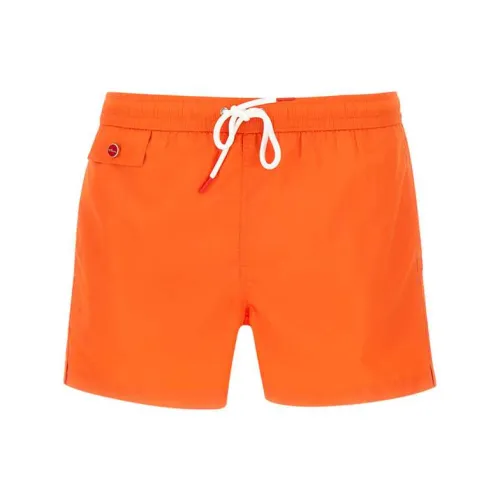 Kiton , Vibrant Orange Men`s Swimsuit with Embroidered Logo ,Orange male, Sizes: