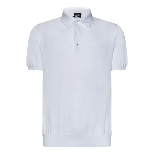Kiton , White T-shirts and Polos with Three-Button Closure ,White male, Sizes:
