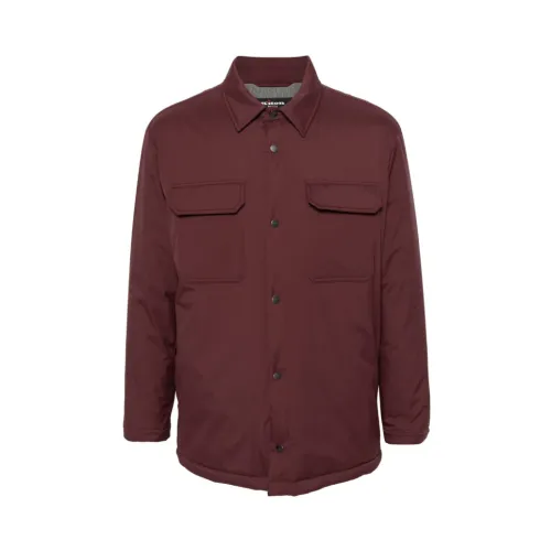 Kiton , Wine Red Shirt Jacket ,Red male, Sizes: