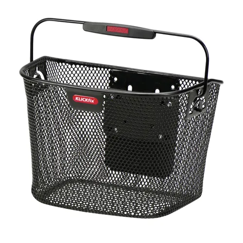 KLICKfix Feinma mini basket bicycle bag. Black handlebar