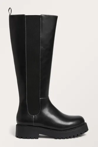 Knee-high chunky chelsea boots - Black