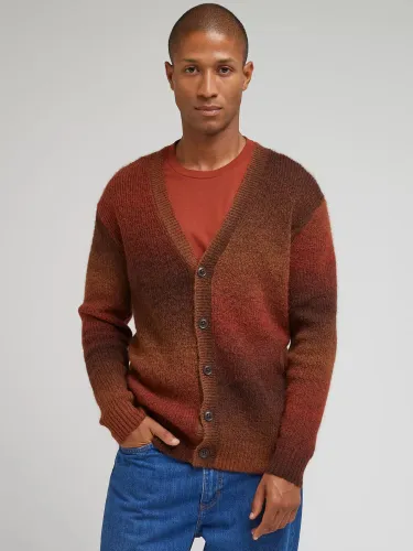 Knitted Long Sleeve Cardigan, Brown - Brown - Male