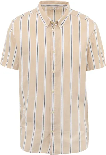 KnowledgeCotton Apparel Shirt Stripe  Beige
