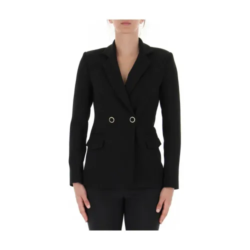 Kocca , Elegant Double-Breasted Womens Jacket ,Black female, Sizes: