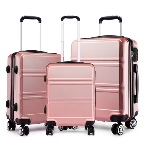 Kono Fashion Luggage Set of 3 PCS Lightweight ABS Hard