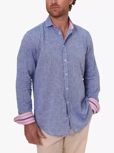 KOY Linen Blend Shirt - Mid Blue - Male