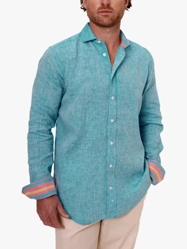 KOY Nyota Linen Shirt, Turquoise - Turquoise - Male
