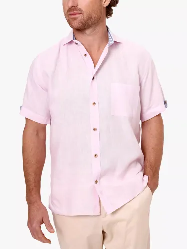 KOY Short Sleeve Linen Shirt - Light Pink - Male