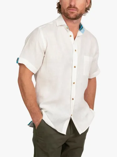 KOY Short Sleeve Linen Shirt - White White - Male