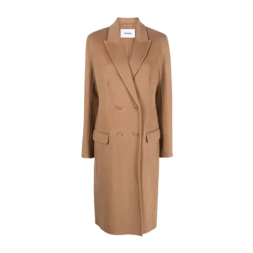 Krizia , Caramel Brown Wool-Cashmere Blend Coat ,Brown female, Sizes: