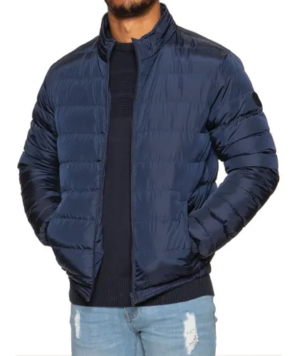 Kruze By Enzo Mens Quilted Zip Up Jacket - Blue