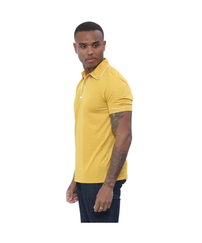 Kruze By Enzo Mens Short Sleeve Casual Polo Shirts - Gold