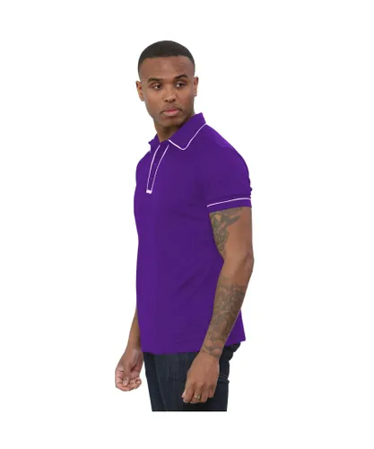 Kruze By Enzo Mens Short Sleeve Casual Polo Shirts - Purple