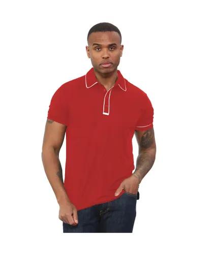 Kruze By Enzo Mens Short Sleeve Casual Polo Shirts - Red