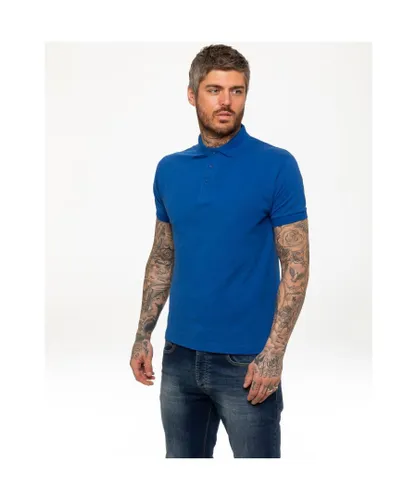 Kruze By Enzo Mens Short Sleeve Polo Shirts - Blue Cotton