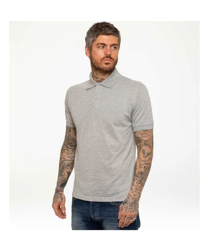 Kruze By Enzo Mens Short Sleeve Polo Shirts - Grey Cotton