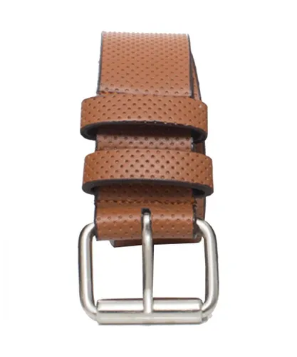 Kruze By Enzo Mens Tan Embossed Leather Belt