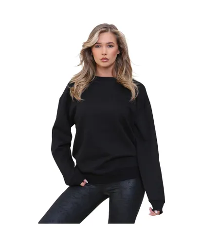Kruze By Enzo Womens Oversized Sweatshirt - Black Cotton