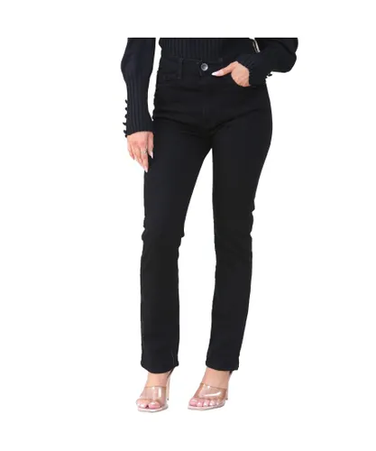 Kruze By Enzo Womens Straight Denim Jeans - Black Cotton