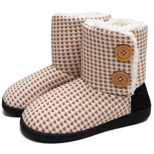 KuaiLu Womens Slipper Boots Knitted Winter Warm Comfy