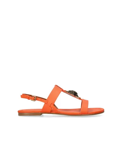 Kurt Geiger London Womens Leather Hampton Flat Sandals - Orange Leather (archived)
