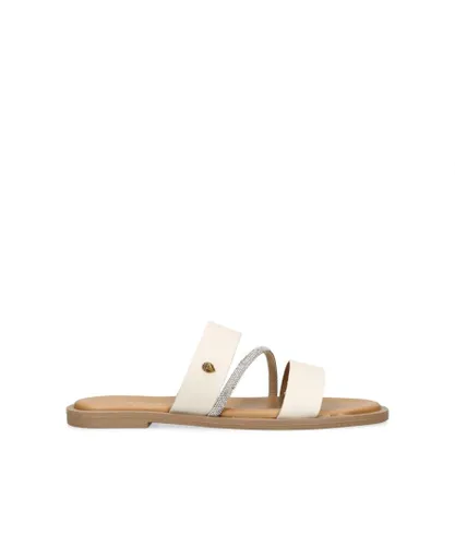 Kurt Geiger London Womens Leather Kgl Strand Flat Sandal Sandals - White Leather (archived)